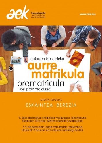 Orain datorren urterako aurrematrikula egitearen abantailak