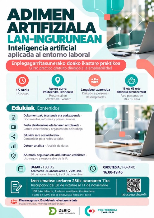 'Adimen artifiziala gure lan ingurunean' ikastaroa