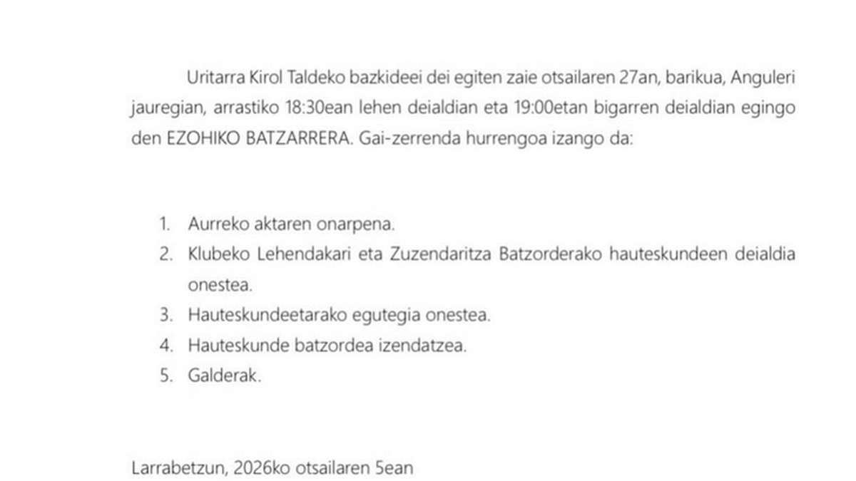 Uritarraren ezohiko batzar nagusia