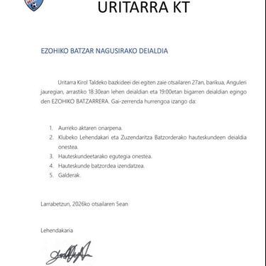 Uritarraren ezohiko batzar nagusia