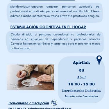 'Estimulazio koginitiboa etxean' hitzaldia