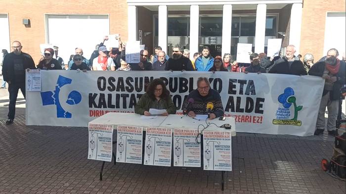 Zapatuko manifestazioan parte hartzeko deia egin die Osasun publikoaren aldeko herri-plataformek herritarrei
