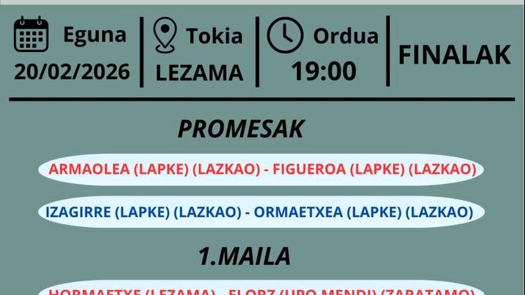 66. Lezamako eskupilota txapelketako finalak