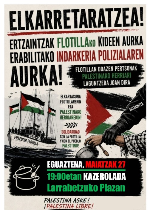 Ertzaintzak flotillako kideen aurka erabilitako indarkeria polizialaren aurka elkarretaratzea