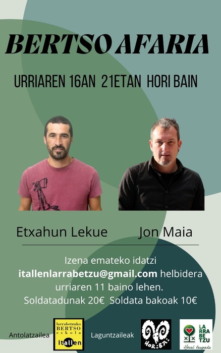Bertso afaria Etxahun Lekue eta Jon Maiarekin