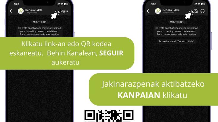 Derioko Udalak Whatsapp kanala ipini du martxan