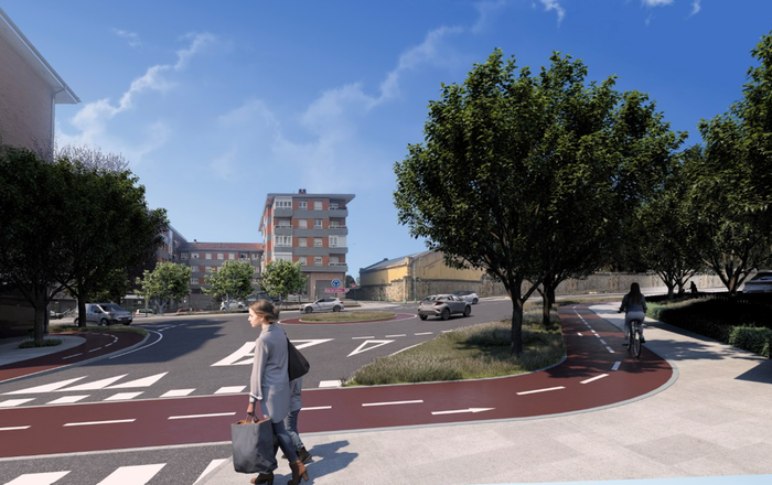 Herriko Plaza eta Landa kalearen arteko bidegorria egiteko lanak hasi dira Derion