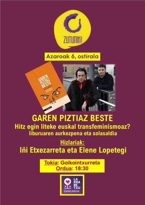 'Garen piztiaz beste' liburuaren aurkezpena eta solasaldia