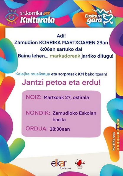 Korrikako markadoreak jartzeko deialdia