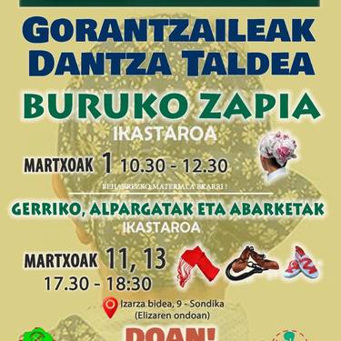 Gorantzaileaken gerriko, alpargata eta abarketa ikastaroa