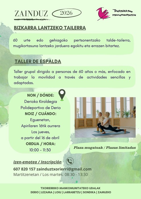 Bizkarra lantzeko tailerra