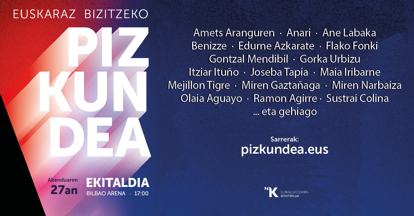 Euskalgintzaren Kontseiluak zapatuan Bilbao Arena “euskaltzaletasunaren bilgune handi bihurtzera” deitu du