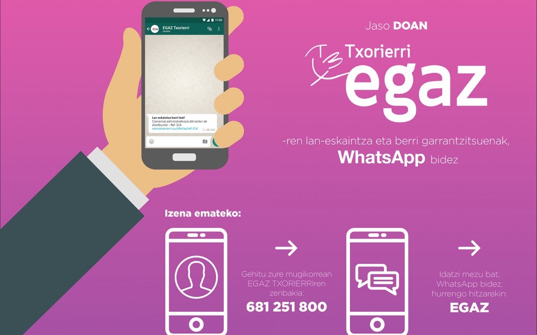 Lan-eskaintzak WhatsApp bidez jasotzeko aukera ematen du EGAZ Txorierrik
