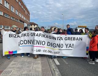 Arte grafikoen langileen mobilizazioak zazpi kilometroko auto-ilarak sortu ditu Txorierrin