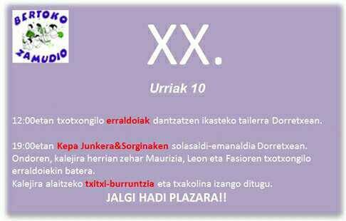 Urriaren 10ean, K. Junkera dorretxean!