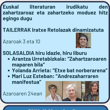 'Zahartzeko manerak euskal literaturan' hitzaldia