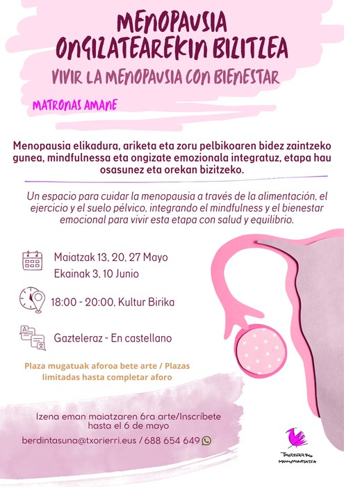 'Menopausia ongizatearekin bizitzea' ikastaroa