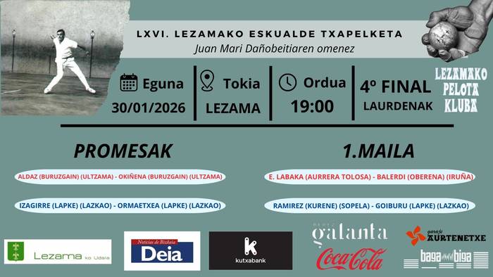 66. Lezamako eskualde  eskupilota txapelketako 4. final-laurdena