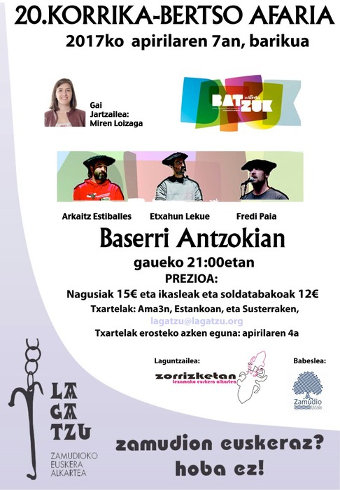Ospakizuna - Korrika 20 - Bertso afaria - Arkaitz Estiballes + Etxahun Lekue + Fredi Paia